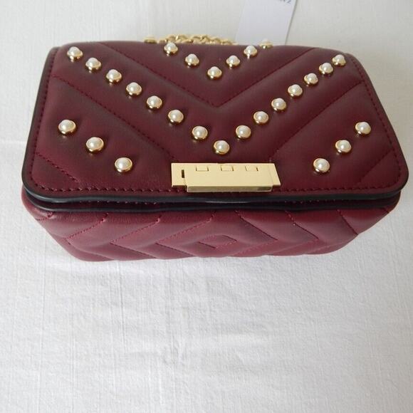 ZAC POSEN SOFT EARTHETTE Pearl Lady Chevron Quilted Chain SHLDR Bag Cabernet NWT - Picture 4 of 11